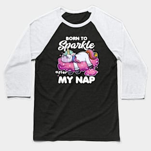 Born To Sparkle Cartoon Unicorn Baseball T-Shirt